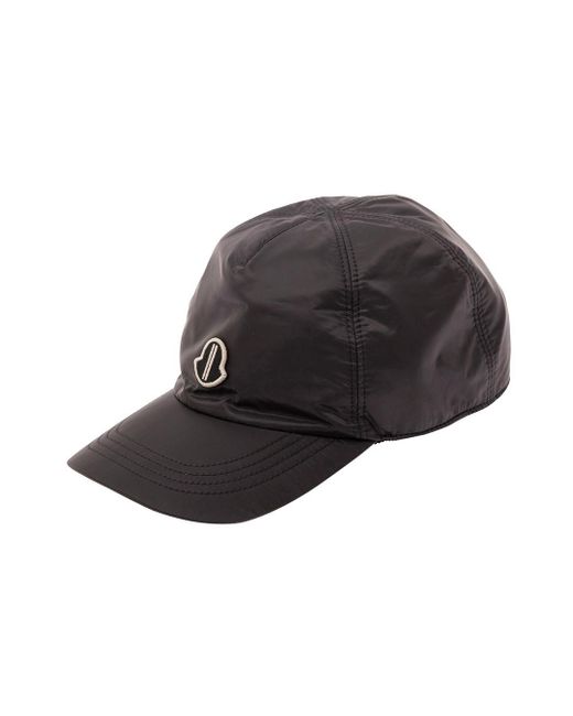 Rick Owens Black Baseball Cap With X Moncler Logo Patch In Tech Fabric