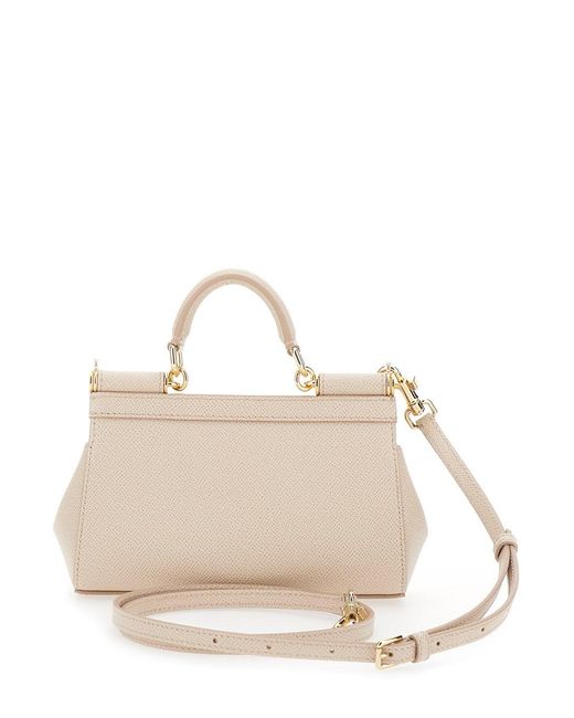 Dolce & Gabbana Natural 'Sicily' Handbag With Adjustable And Removable Sh