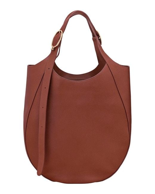 Longchamp Brown 'Le Foulonné' Shoulder Bag With Adjustable Buckle Hand