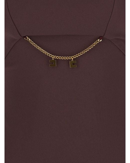 Elisabetta Franchi Purple Sleeveless Dress With Chain Decoration