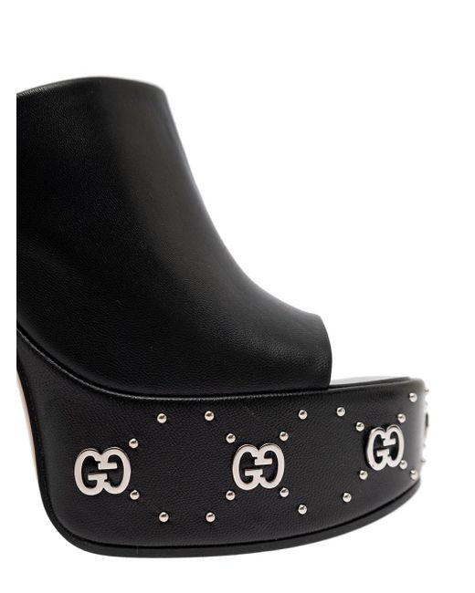 W Janaya 95 Pltf Slide Leather di Gucci in Black