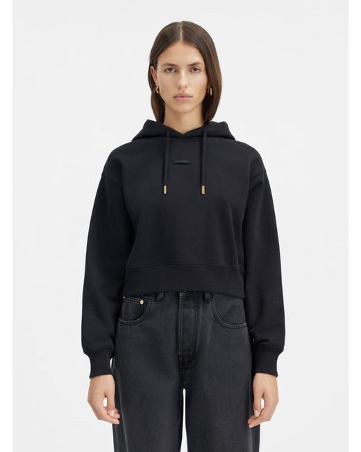 Jacquemus Blue 'Le Hoodie Gros Grain' Cropped Hoodie With Drawstring Hood And Logo Patch On The Front