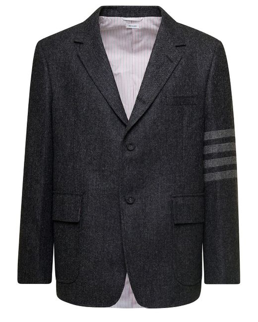 Thom Browne Black Unstructured Straight Fit Blazer for men