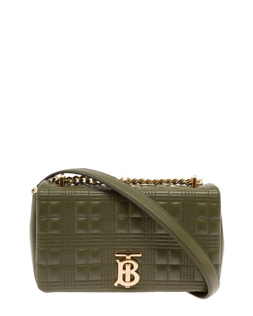 Burberry Green Lola Small Olive Quilted Leather Crossbody Bag Woman