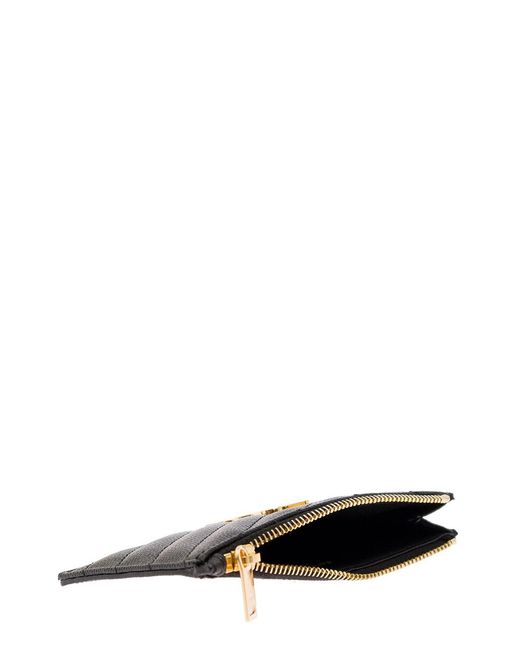 Saint Laurent Black Logo Plaque Leather Card Holder