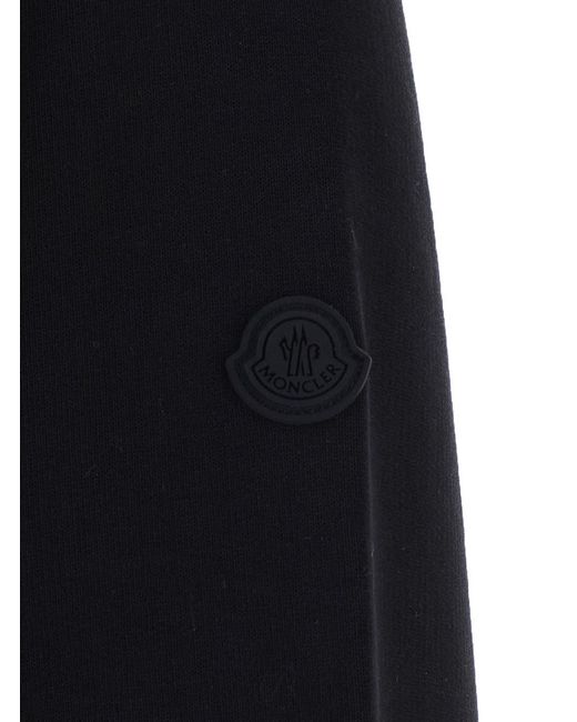 Moncler Black Crewneck Sweatshirt With Logo Lettering And Logo Patch O