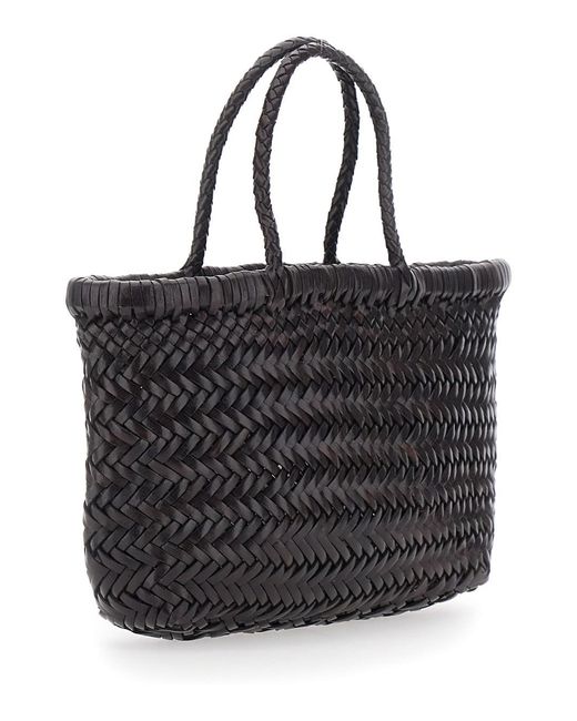 Dragon Diffusion Black Handbag 'Flat Gora' Mini With Two Top Handles And Eco