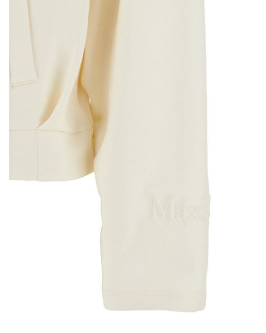 Max Mara Pure White 'Argenta' Sweatshirt With Front Zip Closure And Cla