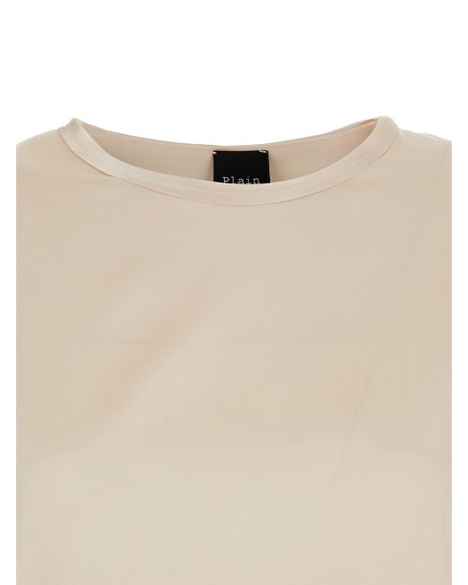 Plain Natural Long Sleeves Blouse