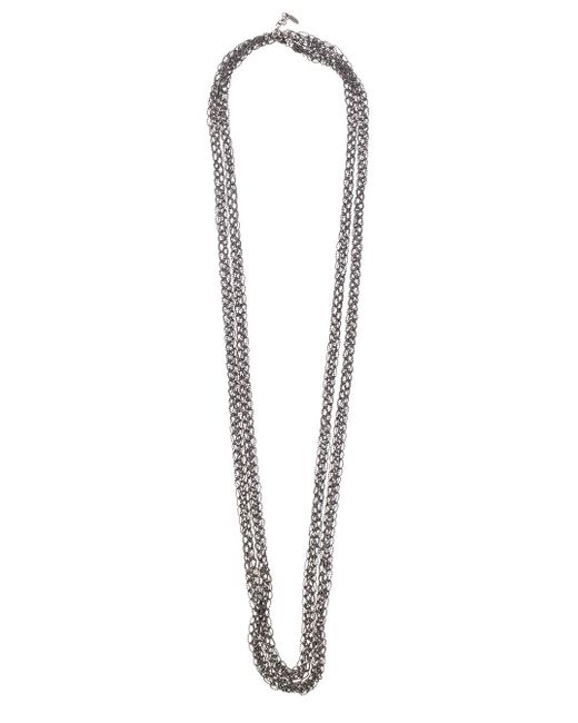 Brunello Cucinelli White 'precious Loops' Grey Necklace In Brass Woman