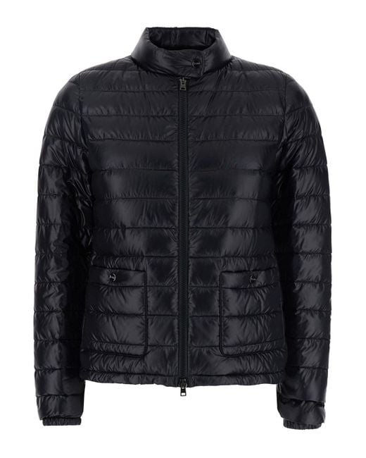 Herno Black Quilted Down Jacket With Raised Collar