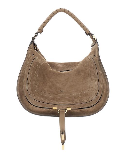 Chloé Brown Chloã 'Marcie Medium' Shoulder Bag With Logo Lettering On The Front
