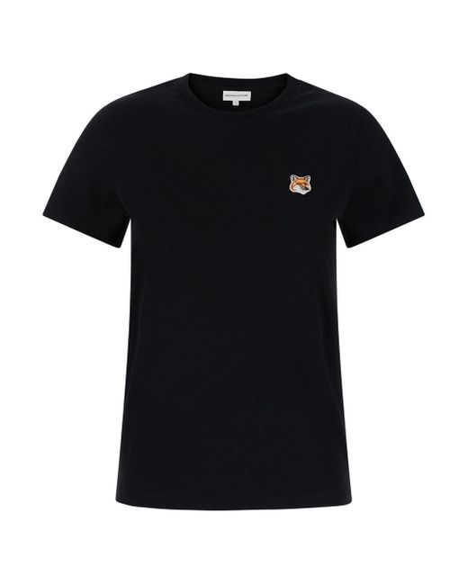 Maison Kitsuné Black T-Shirt With Fox Head Patch