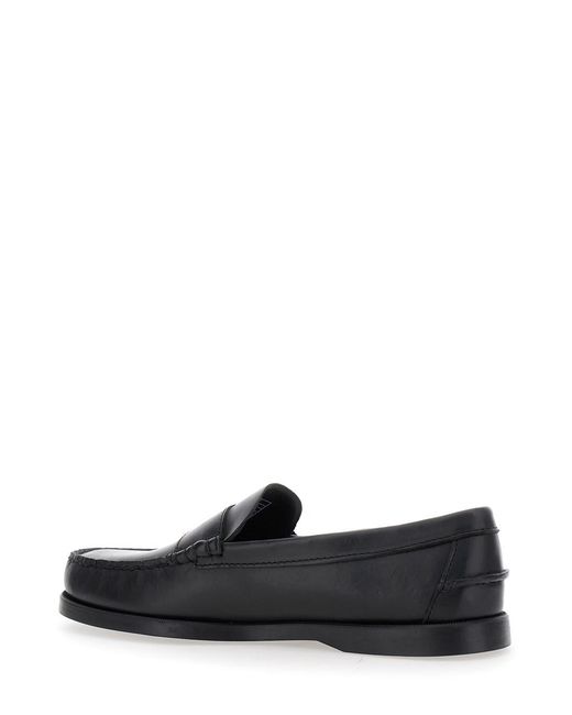 Sebago Black 'Dolphin' Loafers With Side Logo Label And Slip On Design for men