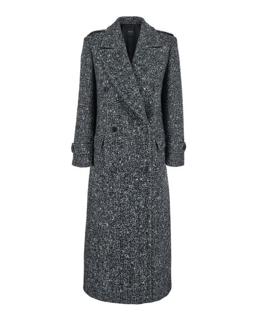 Le Plain Gray Double-Breasted Coat With Wide Notched Revers