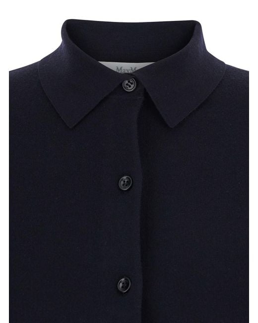 Max Mara Blue 'Medeola' Sweater With Polo Collar And Button Closure