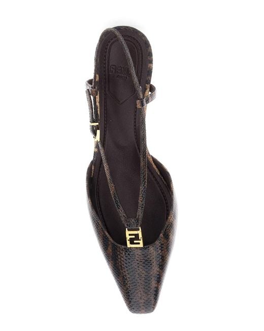 Fendi Multicolor Slingback Pumps With Square Toe And Animalier Motif