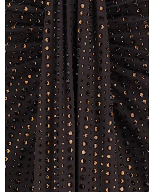 VENUJA Brown Crystal Maxi Skirt With Tech Fabric And Color For