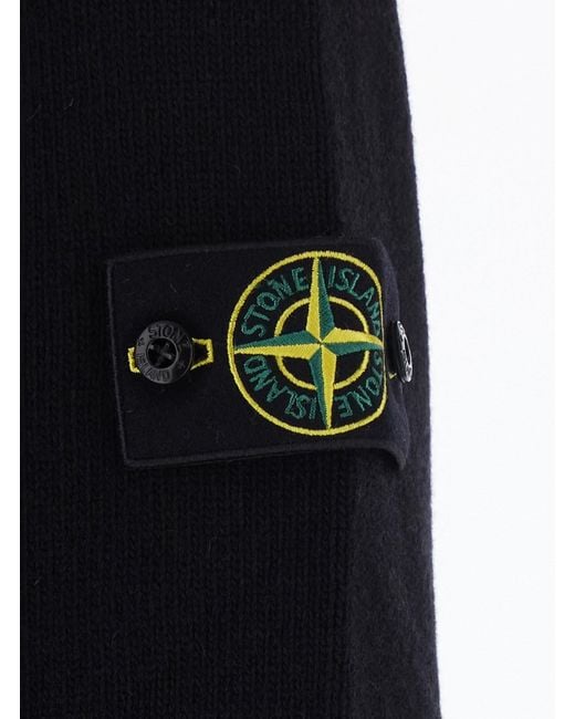 Stone Island Blue Lambswool Sweater With Crew Neck And Long Sleeves for men
