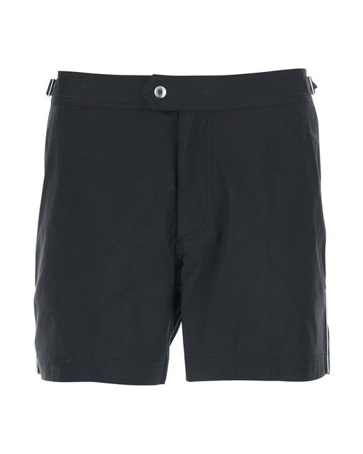 Tom Ford Black Swim Shorts With Side Strap Details for men