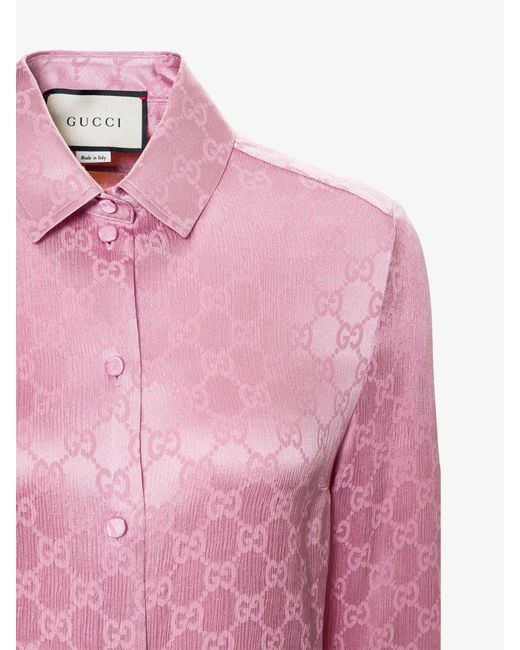 Gucci Crêpe De Chine Silk Shirt in Pink | Lyst