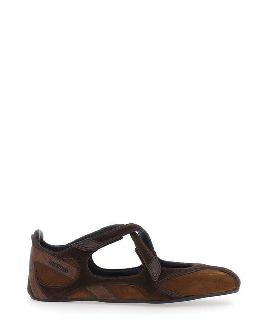 The Attico Brown 'Floor 01' Ballet Flats With Closure With Intertwined