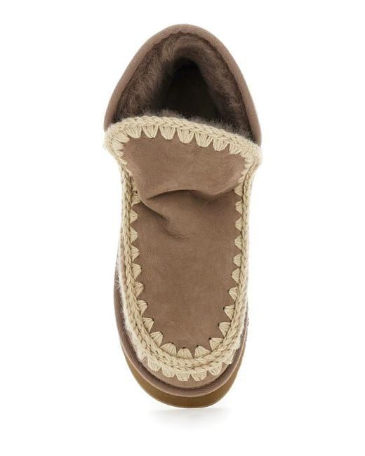 Mou Brown 'Mini Eskimo' Ankle Boots With Logo Patch On The Rear