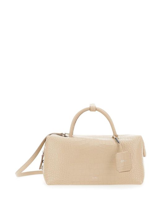 Max Mara Natural 'Holdall' Large Handbag With Adjustable And Removable Shoulder Strap And Embossed Crocodile Effect