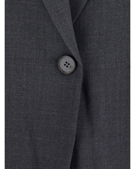 Low Classic Black Oversize Single-Breasted Jacket With Notched Revers I