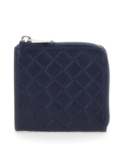 Bottega Veneta Blue Wallet With All-Over Intreccio Motif for men