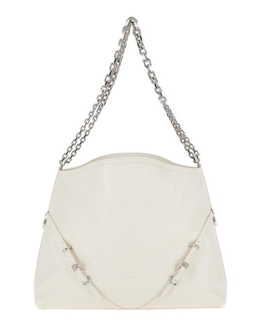 Givenchy White 'Voyou Chain Medium' Shoulder Bag With Logo Detail