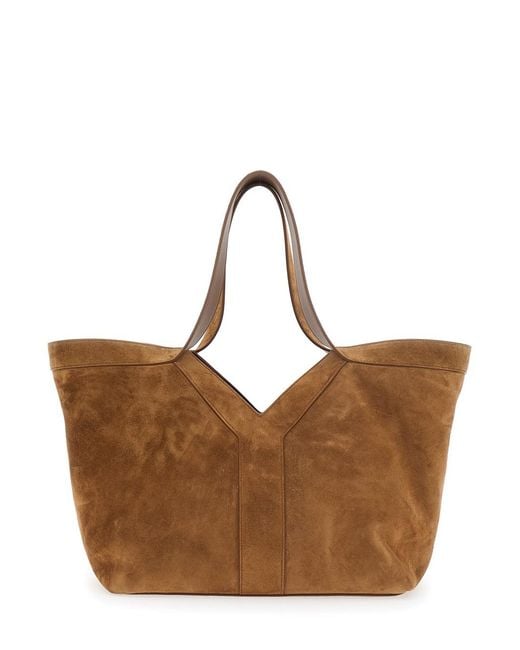 Saint Laurent Brown Ysl Bo Y Tote Bag S Leather Shopper Bag For