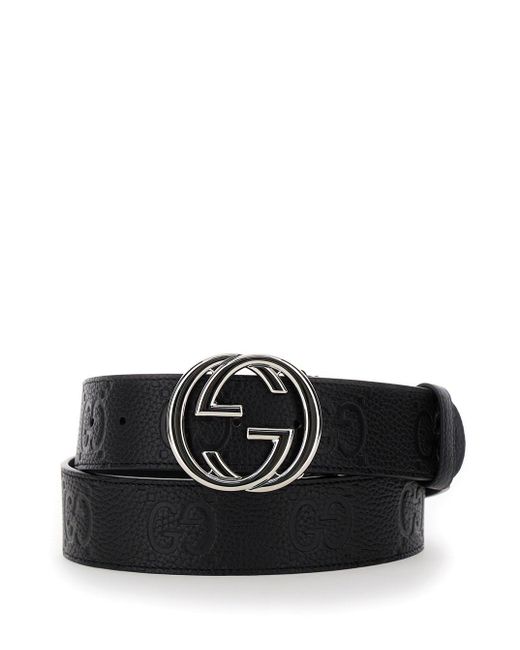 Cintura Larga Con Fibbia Incrocio Gg di Gucci in Black da Uomo