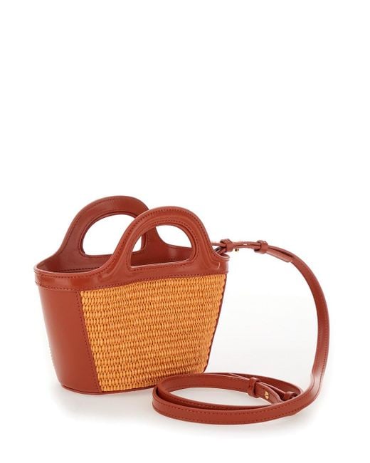 Marni Brown 'Tropicalia Micro' Handbag With Logo Lettering Detail
