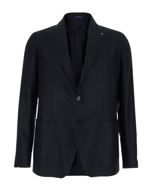 Tagliatore Blue 'Montecarlo' Single-Breasted Jacket With Peak Revers I for men