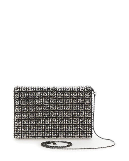 Twentyfourhaitch Gray 'Temple' Clutch With All-Over Crystals Applicat