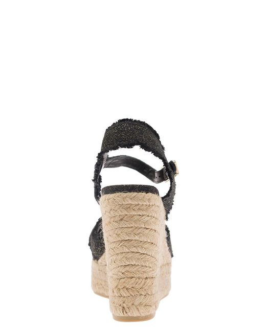 Castaner Black Wedge Sandals