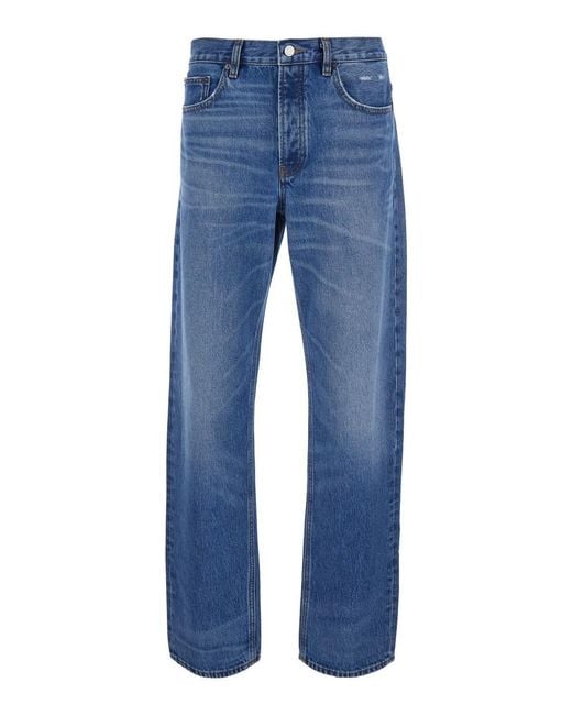 FRAME Blue Straight Jeans With Belt Loops for men