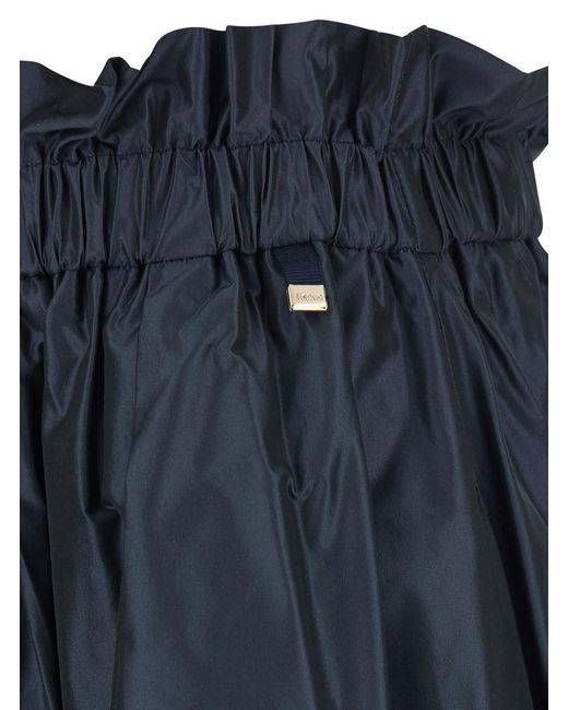 Herno Blue Skirt With Logo Plaque On The Side And Elastic Waist