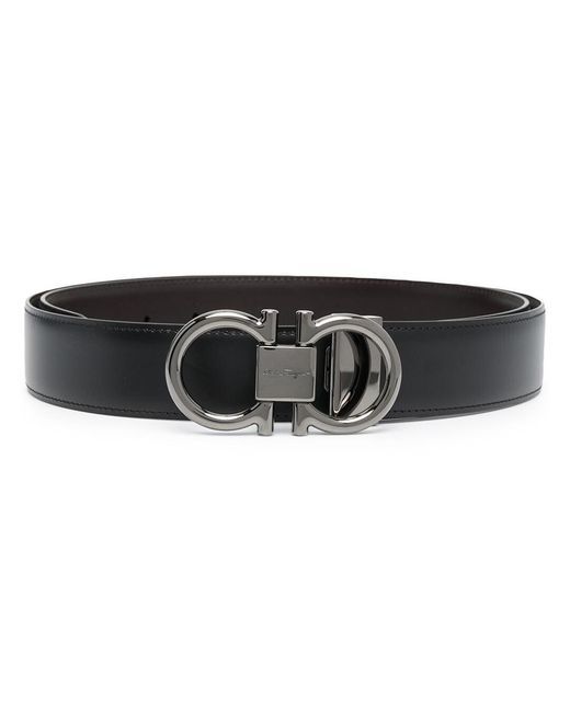 Ferragamo Black Sleek Leather Belt for men