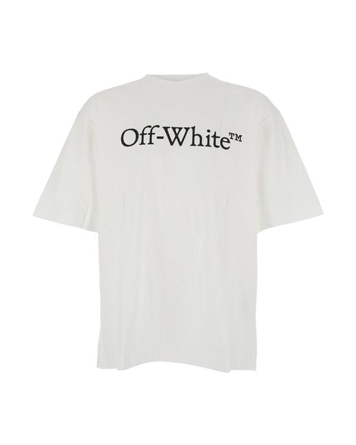 Off-White c/o Virgil Abloh White Oversized T-Shirt With Contrasting Logo Lettering Print for men