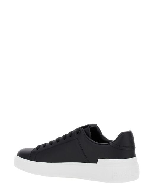 Balmain Black 'B-Court' Low Top Sneakers With Logo Patch for men