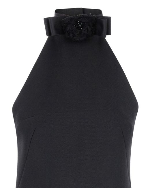 Dolce & Gabbana Black Mini Dress With Floral Detail
