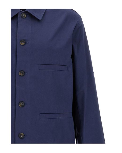 Giacca-Camicia Con Taschino Frontale Scuro di A.P.C. in Blue da Uomo