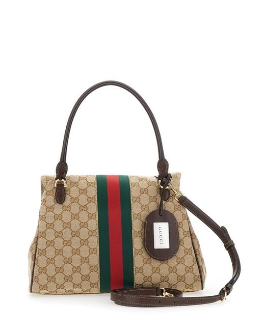 Gucci Natural Handbag With Web Detail And Horsebit Plaque On The Front I