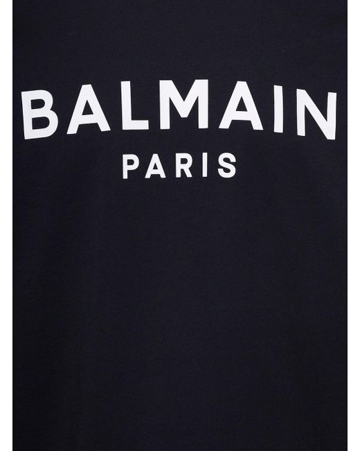 T-Shirt Girocollo Con Stampa Logo Frontale di Balmain in Black da Uomo