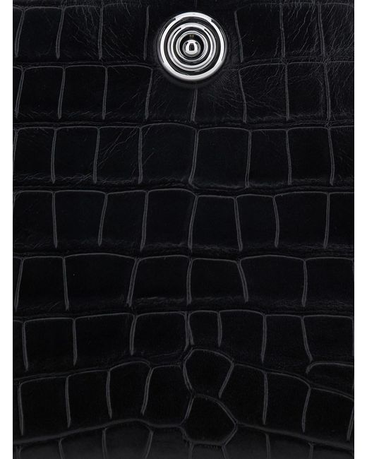 Liffner Black Clutch Bag 'Croc Embossed' With Elegant Design