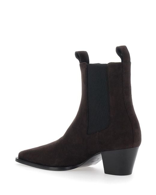 Totême Black Suede Ankle Boots With Elastic Bands