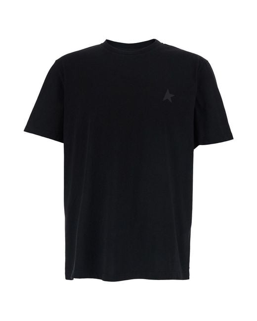 Golden Goose Deluxe Brand Black Crewneck T-Shirt With Star Detail On The Front for men