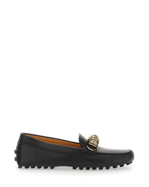 Mocassini Con Dettaglio Con Anelli Sul Fronte E Suola di Tod's in Black